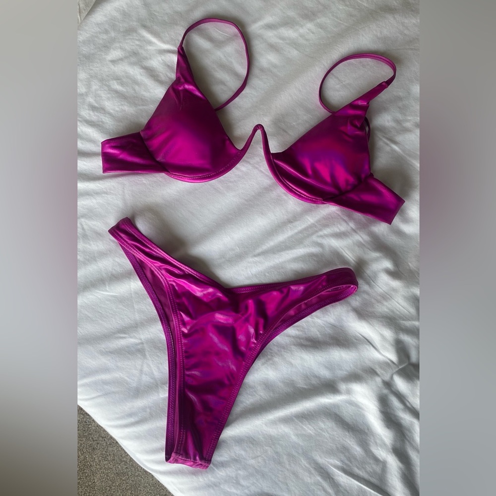 Fuchsia Metallic Pink Swimsuit